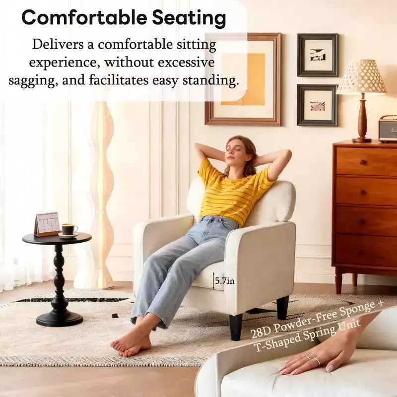 Chaise de lecture MAYEERTY avec accoudoir et dossier, fauteuil de salon confortable pour chambre à coucher, salle d'attente, salle de réception