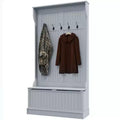 Okak 38IN Entryway Hall Tree with 5 Metal Hooks, Coat Tree with Shoe Storage and Top Door, Freestanding Coat Rack for Living Room, Entryway, Gray