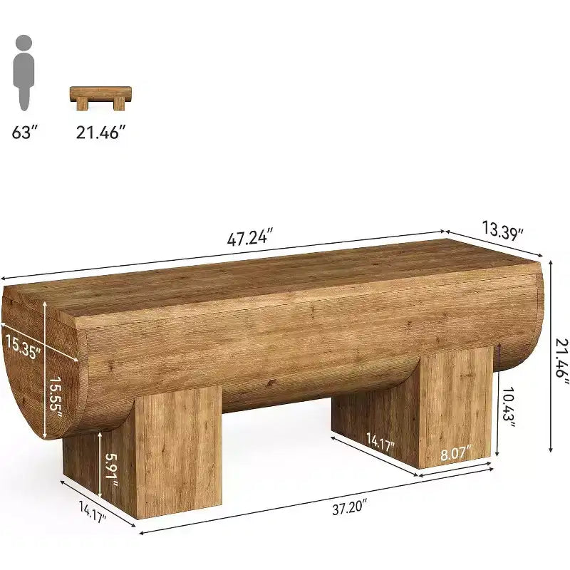 Banc d'entrée Lantine en bois massif 47, banc de bout de lit de ferme, banc d'entrée pour chambre à coucher, salon, couloir