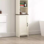 Meuble de salle de bain haut Galano avec étagères ouvertes en chêne noueux ivoire 15,6 L 11,6 P 63,7 H