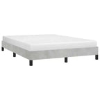 Bed Frame Light Gray Velvet, Engineered wood, Plywood Queen