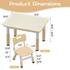 Table et 2 chaises réglables en hauteur pour enfants - Plateau graffiti, design antidérapant - Parfait pour les tout-petits en garderie à domicile et en maternelle