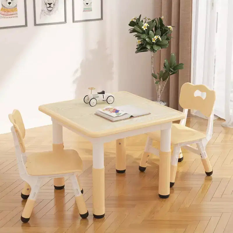 Table et 2 chaises réglables en hauteur pour enfants - Plateau graffiti, design antidérapant - Parfait pour les tout-petits en garderie à domicile et en maternelle