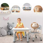 Table et 2 chaises réglables en hauteur pour enfants - Plateau graffiti, design antidérapant - Parfait pour les tout-petits en garderie à domicile et en maternelle