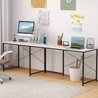 Costway Bureau d'angle en forme de L avec prises de courant, 241 cm de long, pour 2 personnes, avec étagère pour écran, bureau d'angle moderne, table de jeu avec ports USB, blanc