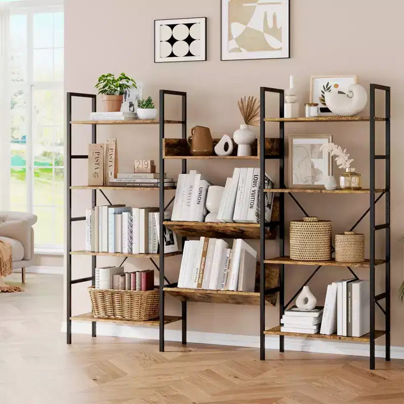 COZONY Bibliothèque 3 colonnes avec étagères réglables, étagère de rangement moderne pour salon, bureau, chambre à coucher