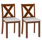Costway Wooden Dining Chair Set of 2 w/Acacia Wood Legs Padded Seat Curved Back
