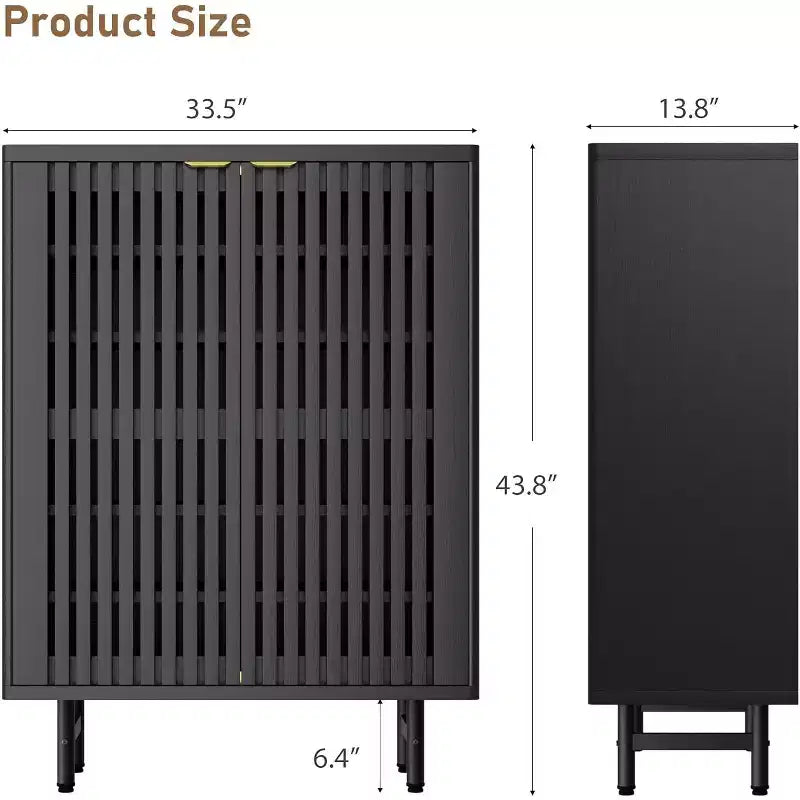 Meuble à chaussures 6 niveaux avec portes, Organisateur de rangement à chaussures en bois, Portes persiennes, Meuble à chaussures étroit autoportant pour entrée/couloir, Peut contenir 24 paires