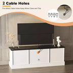 Meuble TV moderne et minimaliste, pour téléviseurs jusqu'à 65 pouces, console de centre de divertissement avec armoires de rangement et étagères pour salon