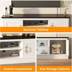 Meuble TV moderne et minimaliste, pour téléviseurs jusqu'à 65 pouces, console de centre de divertissement avec armoires de rangement et étagères pour salon