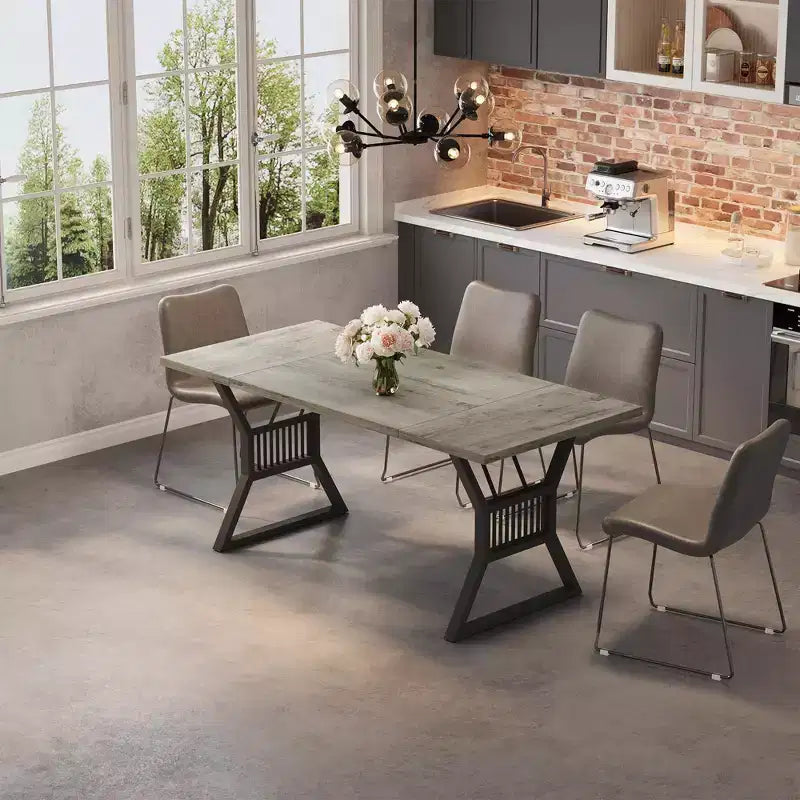 GustoWave 70.8 Table de salle à manger de ferme pour 4 à 6 personnes - Table de cuisine avec pieds en métal robustes pour salon, salle à manger