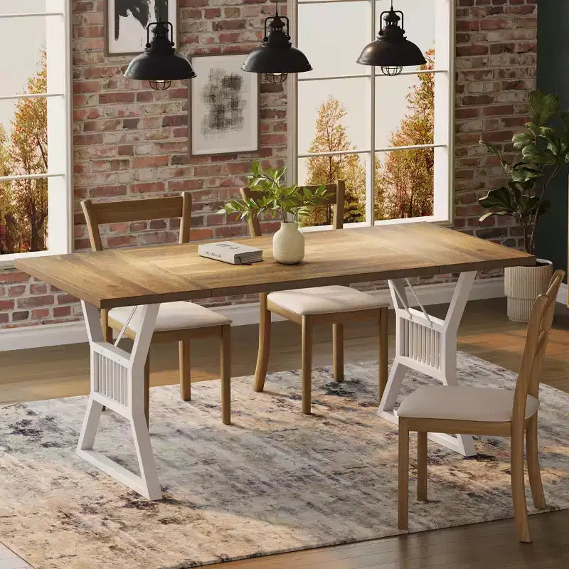 GustoWave 70.8 Table de salle à manger de ferme pour 4 à 6 personnes - Table de cuisine avec pieds en métal robustes pour salon, salle à manger