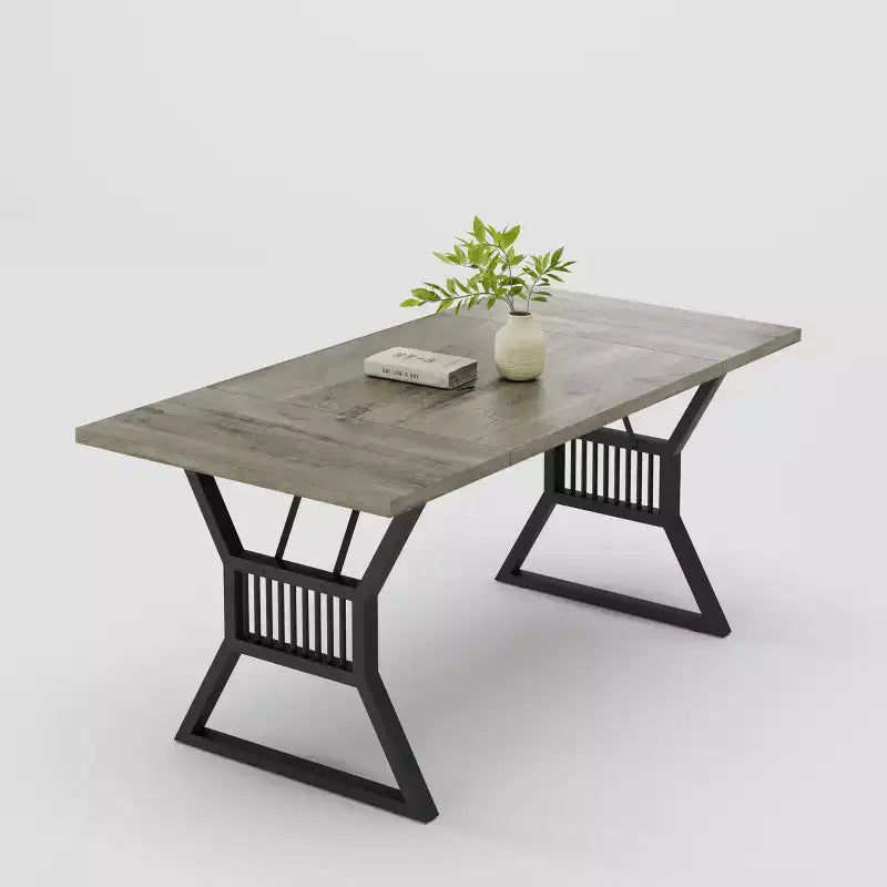 GustoWave 70.8 Table de salle à manger de ferme pour 4 à 6 personnes - Table de cuisine avec pieds en métal robustes pour salon, salle à manger
