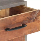 vidaXL Table de chevet Gris 40x30x50 cm Bois de manguier massif brut