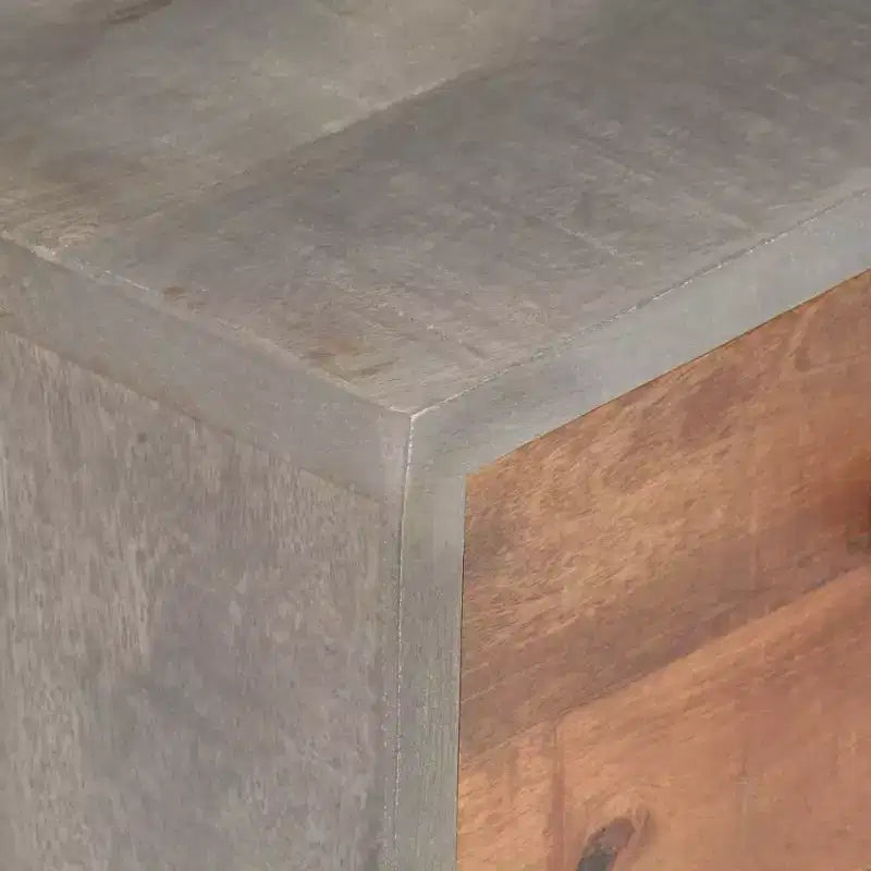vidaXL Table de chevet Gris 40x30x50 cm Bois de manguier massif brut