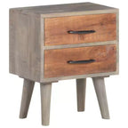 vidaXL Table de chevet Gris 40x30x50 cm Bois de manguier massif brut