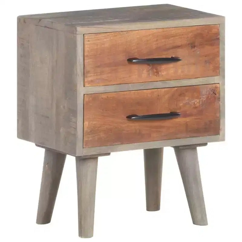 vidaXL Table de chevet Gris 40x30x50 cm Bois de manguier massif brut