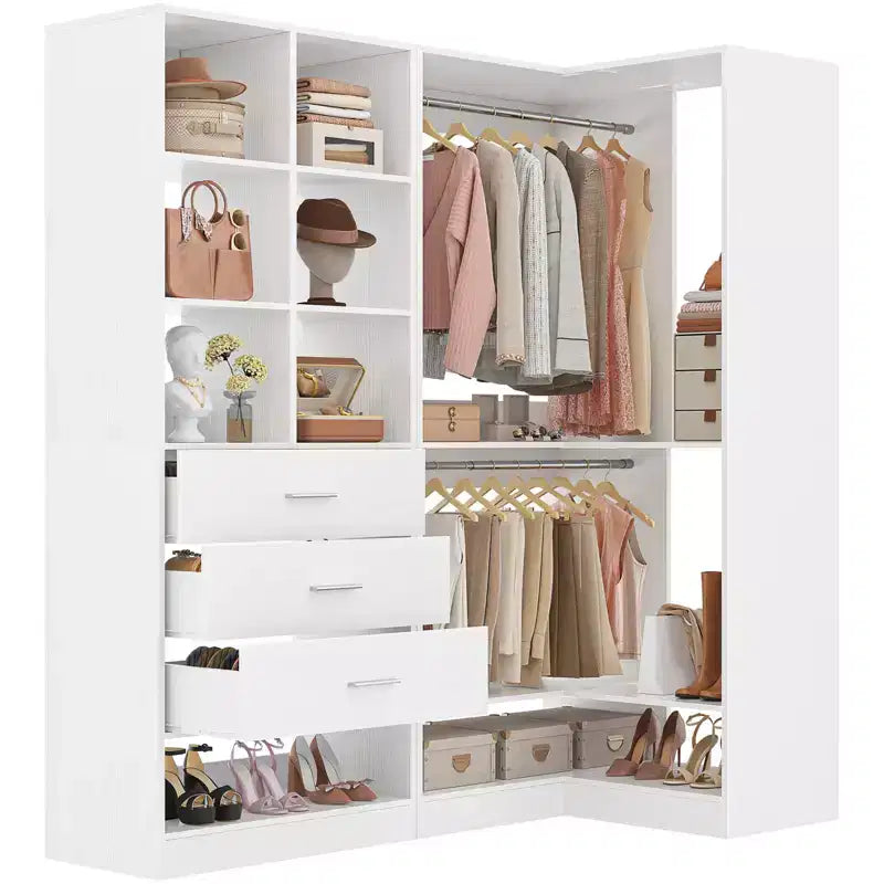 Besiost Lot de 2 systèmes de rangement de placard autoportants avec 4 tiroirs, organisateur de dressing avec tringle à vêtements