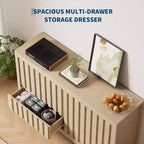 Commode Acekool à 6 tiroirs, Armoire de rangement moderne en bois pour chambre à coucher, salon, finition naturelle, 137 cm