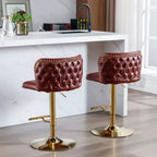 TUYOHW Lot de 2 tabourets de bar pivotants à hauteur de comptoir, chaises de bar en cuir PU avec dossier touffeté, chaises de salle à manger réglables en hauteur pour cuisine, bar à domicile