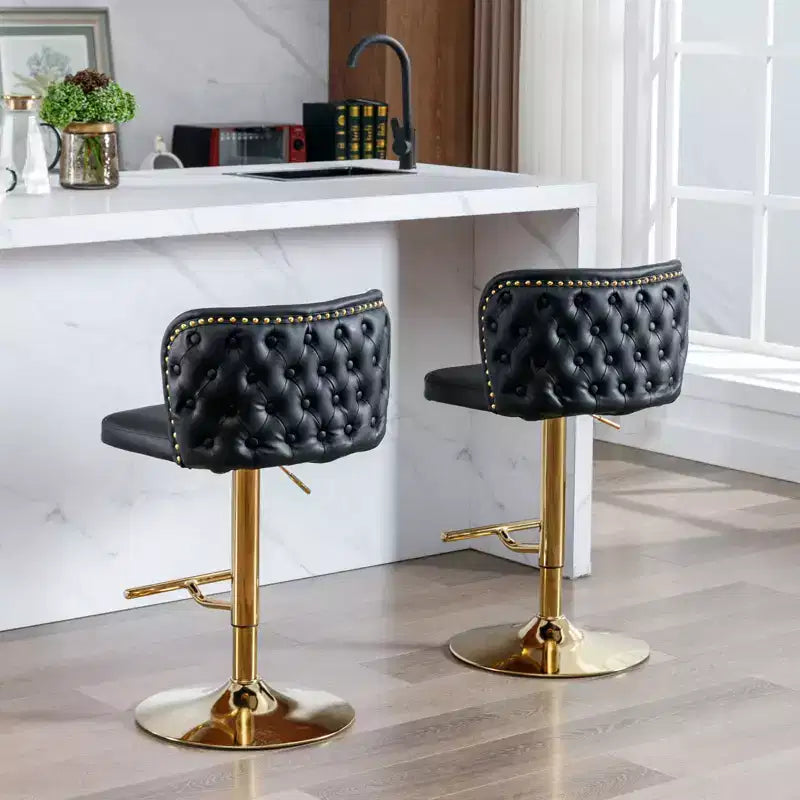 TUYOHW Lot de 2 tabourets de bar pivotants à hauteur de comptoir, chaises de bar en cuir PU avec dossier touffeté, chaises de salle à manger réglables en hauteur pour cuisine, bar à domicile