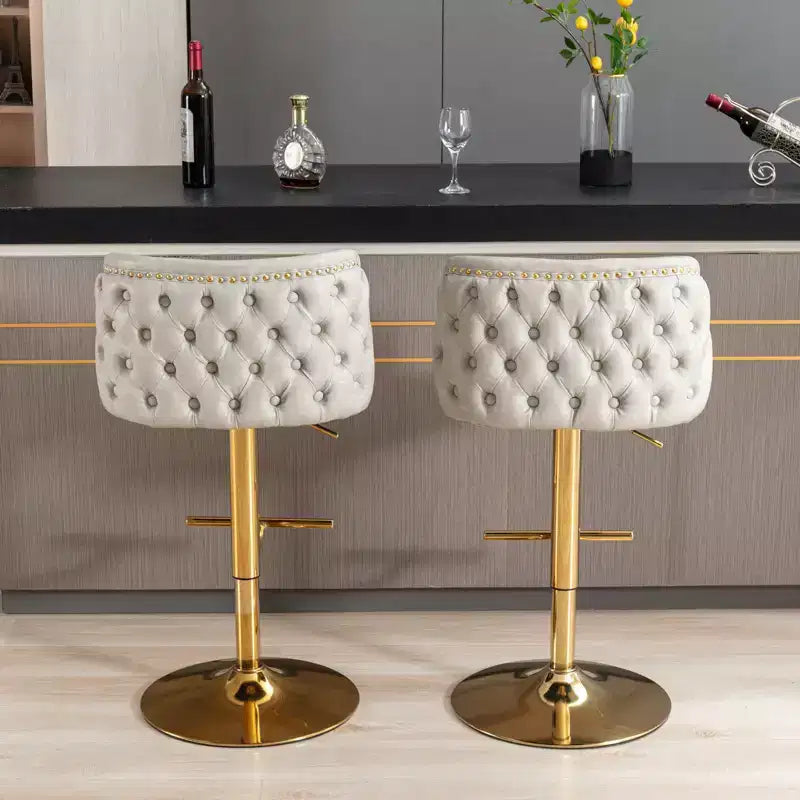 TUYOHW Lot de 2 tabourets de bar pivotants à hauteur de comptoir, chaises de bar en cuir PU avec dossier touffeté, chaises de salle à manger réglables en hauteur pour cuisine, bar à domicile