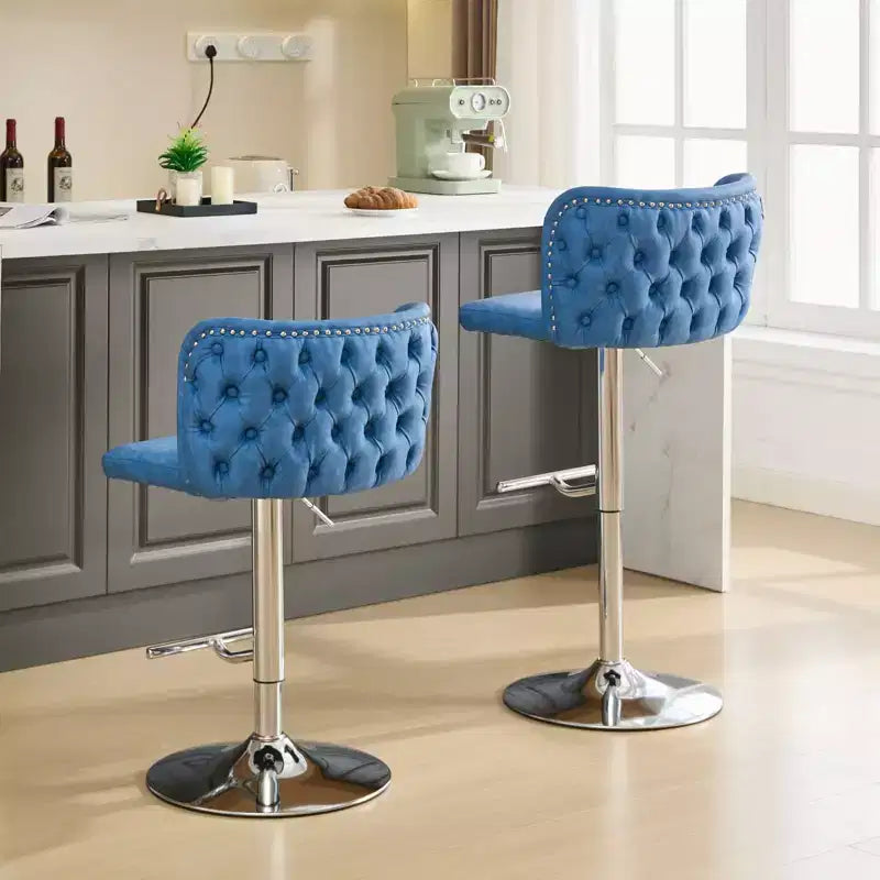 TUYOHW Lot de 2 tabourets de bar pivotants à hauteur de comptoir, chaises de bar en cuir PU avec dossier touffeté, chaises de salle à manger réglables en hauteur pour cuisine, bar à domicile