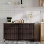 Commode de chambre à 7 tiroirs cannelés, commode moderne de 137 cm de large, meuble de rangement en bois pour chambre, salon, couloir