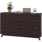 Commode de chambre à 7 tiroirs cannelés, commode moderne de 137 cm de large, meuble de rangement en bois pour chambre, salon, couloir