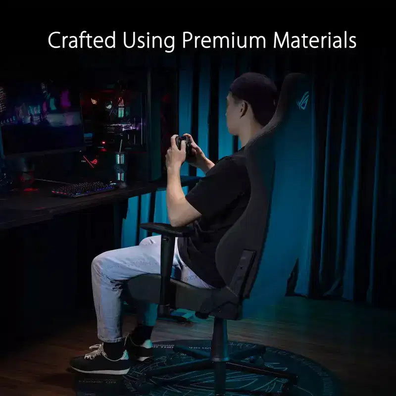 Chaise gaming ASUS ROG Aethon Fabric Edition, coussin d'assise double densité, accoudoirs 2D avec rembourrage doux, support lombaire intégré, structure tout acier