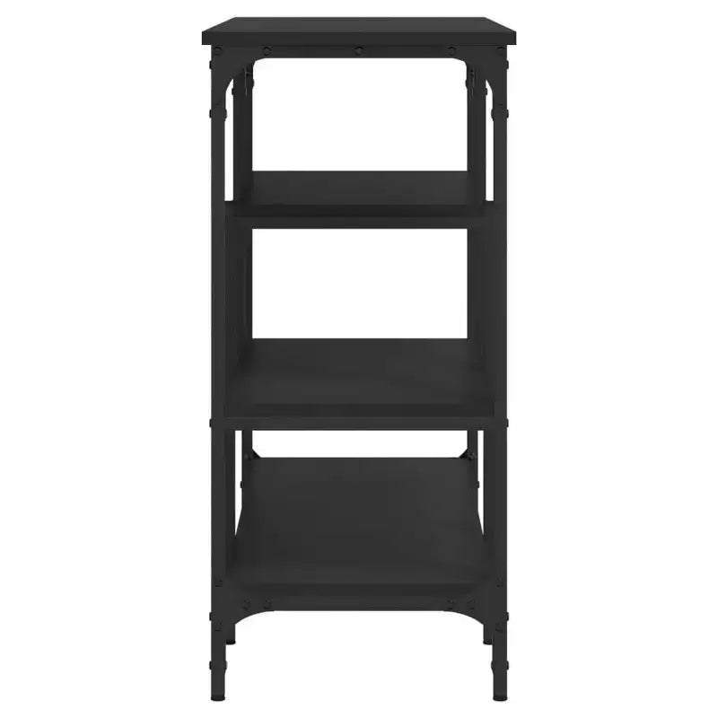 vidaXL Table console Noir Bois d'ingénierie, métal Pieds réglables et étroits