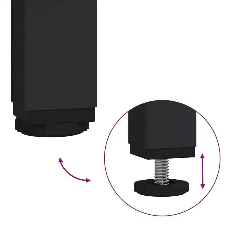 vidaXL Table console Noir Bois d'ingénierie, métal Pieds réglables et étroits
