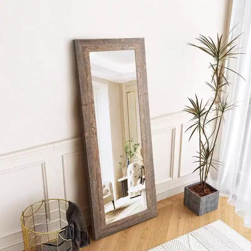 Miroir pleine longueur de style ferme 61x22. Cadre rustique en bois massif, à fixer au mur ou à poser pour chambre, salle de bain, salon