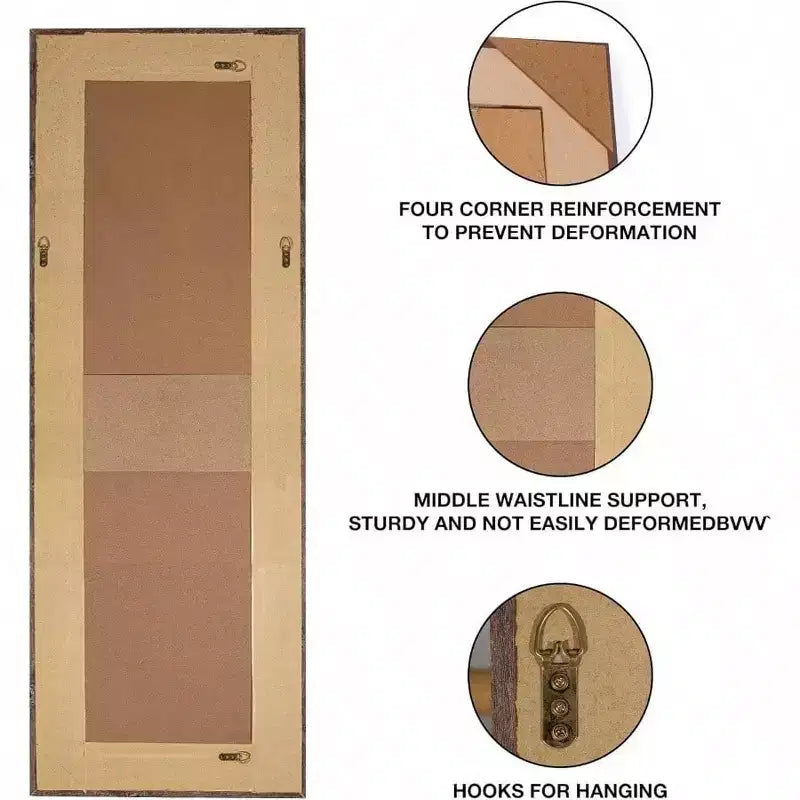Miroir pleine longueur de style ferme 61x22. Cadre rustique en bois massif, à fixer au mur ou à poser pour chambre, salle de bain, salon