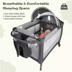 TODECARE Lit bébé 4 en 1, Parc portable, Lit cododo convertible, Table à langer, Panier de rangement et Sac de voyage