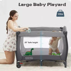TODECARE Lit bébé 4 en 1, Parc portable, Lit cododo convertible, Table à langer, Panier de rangement et Sac de voyage
