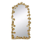 Miroir mural arqué pleine longueur de 51,5 x 29 pouces avec accents de feuilles dorées