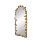 Miroir mural arqué pleine longueur de 51,5 x 29 pouces avec accents de feuilles dorées