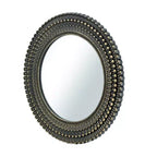 Miroir Mural Rond en Bois Noir et Or de 26,5 Pouces avec Texture Tissée