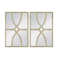 16 x 23 Inch Rectangular Wooden Wall Mirror with Distressed White Frame Set of 2