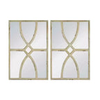 16 x 23 Inch Rectangular Wooden Wall Mirror with Distressed White Frame Set of 2