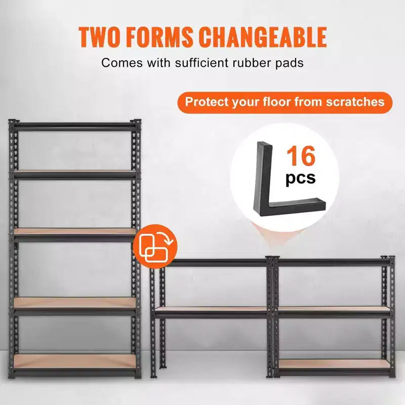 Étagère de rangement réglable à 5 niveaux VIYET, capacité totale de 907 kg, étagère métallique robuste, 76,2 x 30,5 x 152,4 cm pour garage/cuisine/garde-manger/sous-sol (noir)