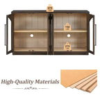 Buffet de rangement Clihome à 4 portes avec portes vitrées, Meuble de rangement arqué avec étagères réglables pour cuisine, salle à manger et salon