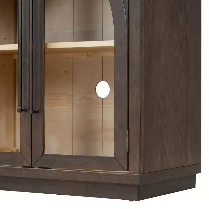 Buffet de rangement Clihome à 4 portes avec portes vitrées, Meuble de rangement arqué avec étagères réglables pour cuisine, salle à manger et salon