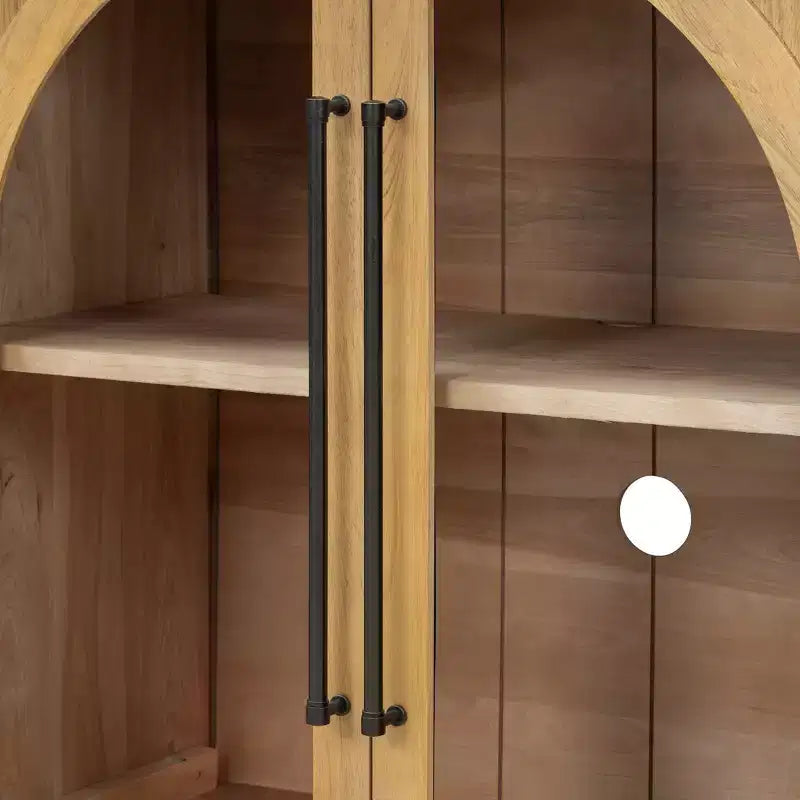 Buffet de rangement Clihome à 4 portes avec portes vitrées, Meuble de rangement arqué avec étagères réglables pour cuisine, salle à manger et salon