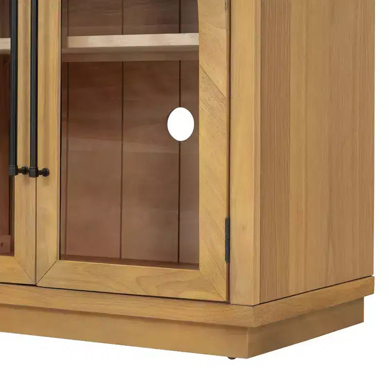 Buffet de rangement Clihome à 4 portes avec portes vitrées, Meuble de rangement arqué avec étagères réglables pour cuisine, salle à manger et salon