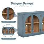 Buffet de rangement Clihome à 4 portes avec portes vitrées, Meuble de rangement arqué avec étagères réglables pour cuisine, salle à manger et salon