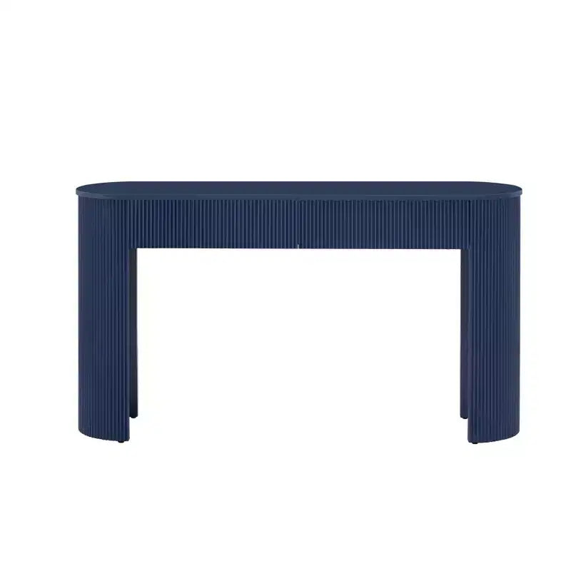 Table d'entrée Clihome avec design cannelé, console moderne avec rangement, plateau ovale et 2 tiroirs pour l'entrée et le salon