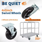 Chariot de transport à panneaux en acier 2-en-1 robuste avec plateforme de 91x61 cm - Cadre en acier de 1000 kg, panneaux/plateau à conversion rapide, roulettes pivotantes à 360° avec frein