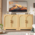 Buffet moderne avec 2 portes en rotin, meuble de rangement, console, meuble bar à café pour le salon, le couloir et l'entrée